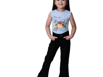 Girls Premium Flared Denim Bootcut Jeans Black