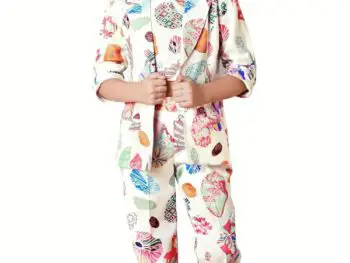 Girls Printed Top with Pants Jacket set Multicolor