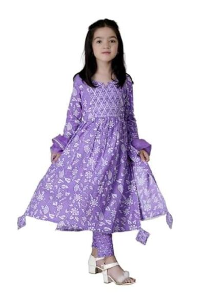 Girls Rayon Nayra Cut Kurti Pant Dupatta Trendy Ethnic Wear