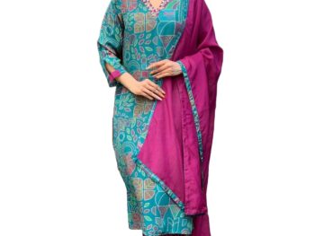 GoSriKi Womens Cotton Blend Straight Printed Kurta with Pant