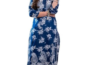 GoSriKi Womens Rayon Blend Chikankari Embroidered Straight Kurta