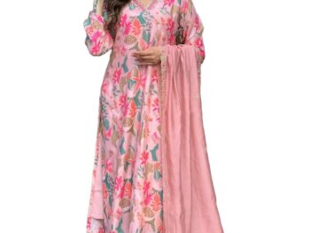 GoSriKi Womens Rayon Blend Printed Straight Kurta with Pant