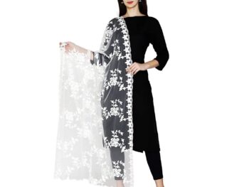 HARI MADHAV DESIGN Womens Nylon Net Embroidered Dupatta