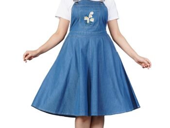 HI FASHION Embroidered Denim DANGREE Dress for Women