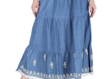 HI FASHION Embroidered Denim Skirt for Women Casual WEAR