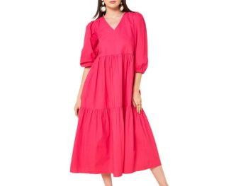 HIGH STAR Womens Cotton Pleated Maxi Casual Dress
