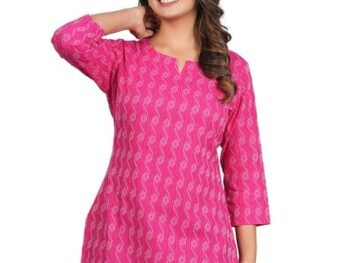 HION HILS Traditional Cotton Print Kurta Office Short Kurti Tops