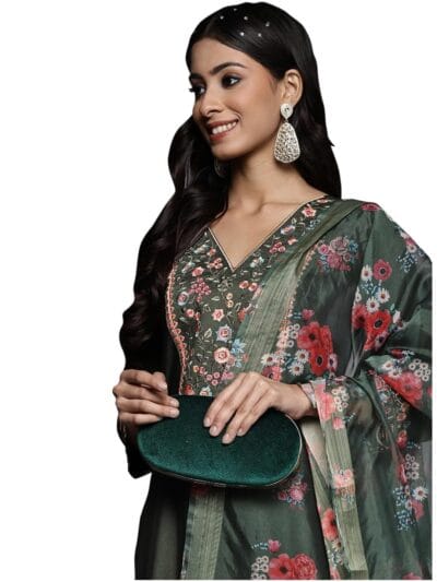 INDO ERA Womens Viscose Rayon Embroidered Straight Kurta With Pant