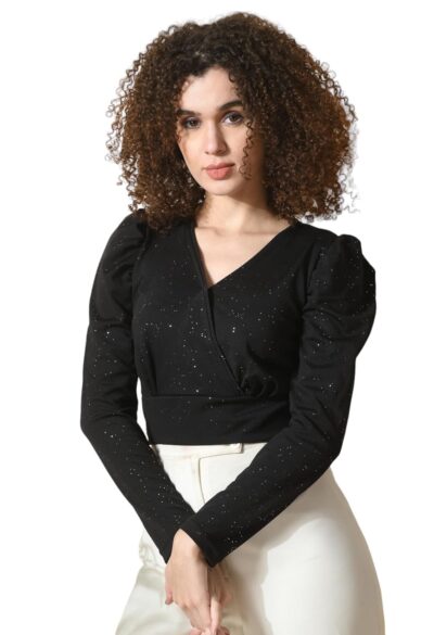 IUGA Women V Neck Tops Embellished Top 183 Black