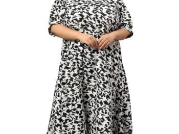 Indietoga Womens Plus Sizes Floral Printed Fit and Flare Long