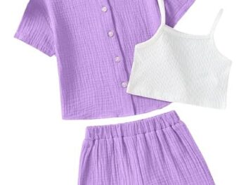 JKDR Three Piece Co ord Set Dress for Girls Half