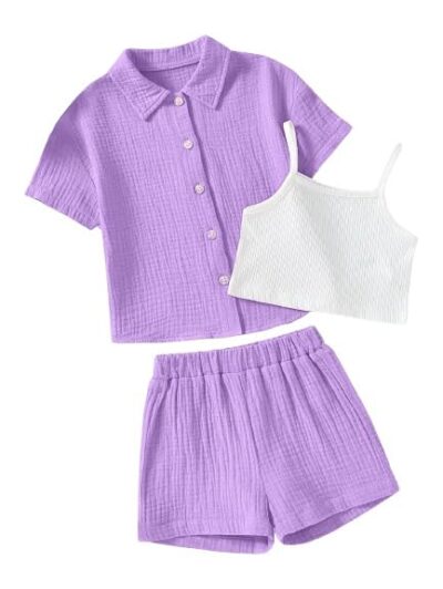 JKDR Three Piece Co ord Set Dress for Girls Half