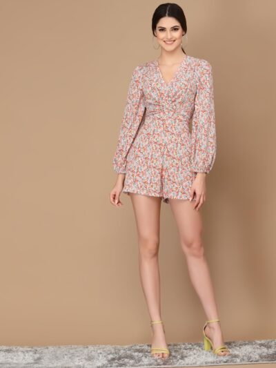 KASSUALLY Playsuit for women Multi Color Front Knot Floral Printed