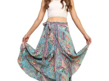 KE | Kanha Exports Women's Western Print Wrap Skirt, Casual & Beach Wear, Loose Fit, Bohemian Paisley Design