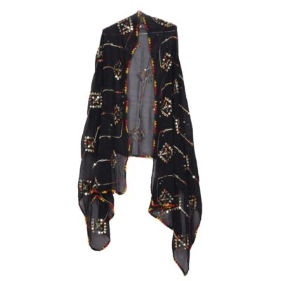 KEMZA Womens Embroidered Mirror Work Chiffon Dupatta Rajasthani Banjara Dupatta