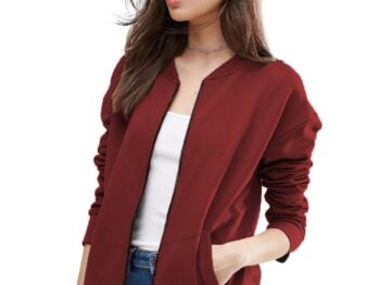 LEOTUDE CASUAL JACKET For Womens Loose Fit Drop Shoulder Loopknit