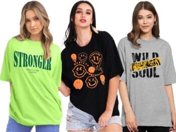 LEOTUDE Oversized Cottonblend Half Sleeve Round Neck Longline Drop Shoulder