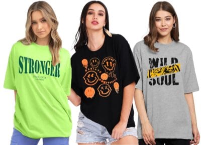 LEOTUDE Oversized Cottonblend Half Sleeve Round Neck Longline Drop Shoulder