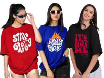 LEOTUDE Women Half Sleeve Oversized Tshirt Round Neck Longline Drop
