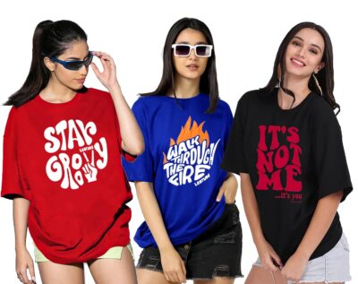 LEOTUDE Women Half Sleeve Oversized Tshirt Round Neck Longline Drop