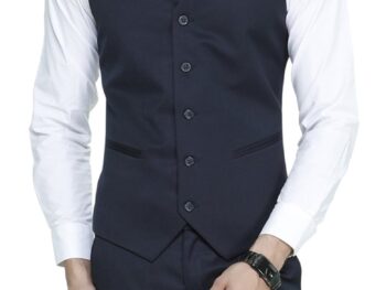 MANQ Mens VNeck Five Button Slim Fit FormalParty Waist Coat