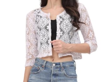 MARVENT Women Self Design Floral lace Regular Open Front Shrug