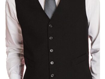 MENVIO Mens Waistcoat Black Half Casual Slim Jacket Formal Wear