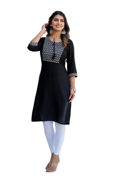 MF Hayat Womens Ladies Girls Rayon Embroidery Straight Long Kurta