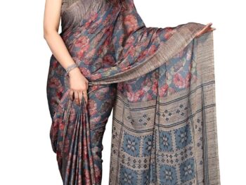 MIRCHI FASHION Womens Designer Chiffon Floral Prints Saree with Blouse
