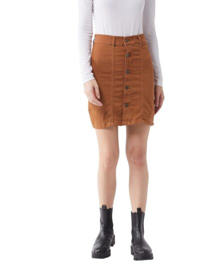 Miss Chase Women Womens Rust Cotton Slim Fit Relaxed High
