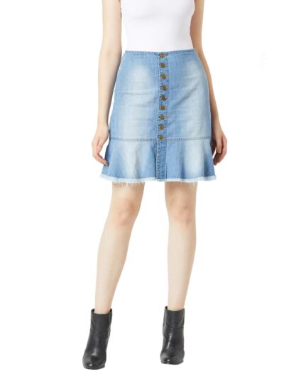 Miss Chase Womens Blue Regular Fit Mid Rise Clean Look