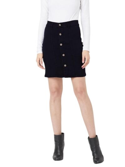 Miss Chase Womens Navy Blue A line Mini Denim Skirt