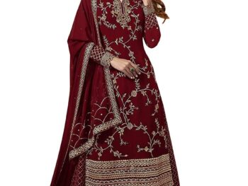 Miss Ethnik Womens Faux Georgette Semi Stitched Top With Stitched