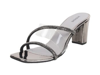 Mochi Women Glittery Block Heel Party Fashion Sandals