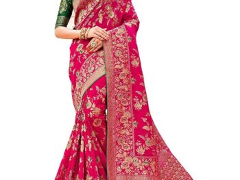 Monjolika Fashion Womens Banarasi Silk Blend Woven Zari With Tussles