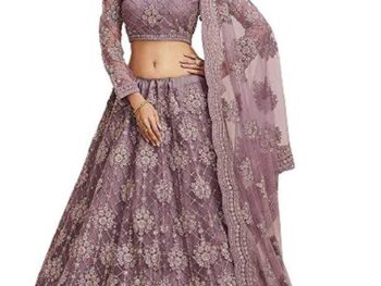 Monrav Womens Net Embroidered Semi Stitched lehenga Choli