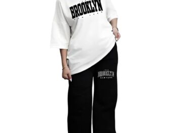 My Swag Womens Printed Casual Co Ords Set White Half Sleeve