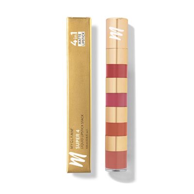 MyGlamm Super 4 Liquid Lipstick Stack Nude Mood Rose