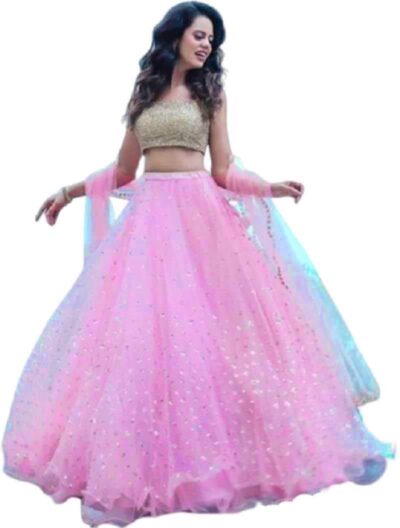 NPLASH FASHION Salmon Pink and Red Zardosi styel Lehenga Set