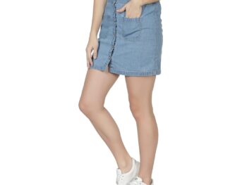 NUEVOSDAMAS Women Western Denim Solid Short Skirt Latest Stylish