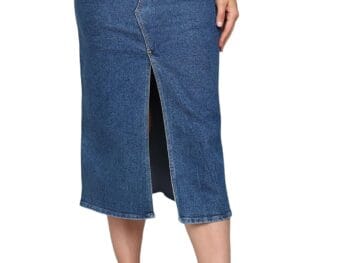 Nifty Womens Front Slit Midi Denim Skirt