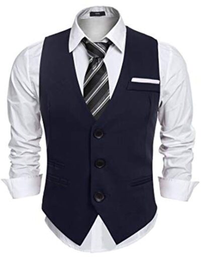 OORA Mens Poly Viscose V Shape Tuxedo Style Waistcoat