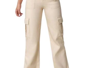 P S COLLECTION 6 Pocket Cream Denim Jeans for Womens