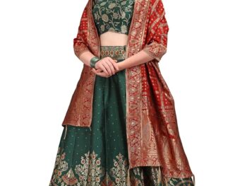 PURVAJA Womens Jacquard Semi Stitched Lehenga choli