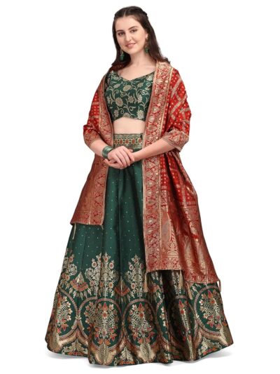 PURVAJA Womens Jacquard Semi Stitched Lehenga choli