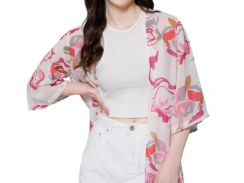 PURYS Womens Pink Casual Cover up Shrug