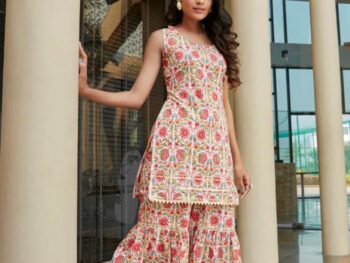 Pari A1 Womens Rayon Hand Block Printed Sleevless Kurta With