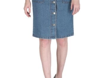 PepTrends Womens Buttoned Above Knee Length Slit Denim Skirt