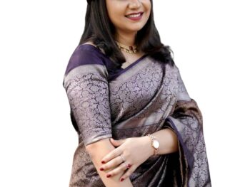 Perabin Womens Kanjivaram Soft Lichi Silk Saree With Blouse Piece