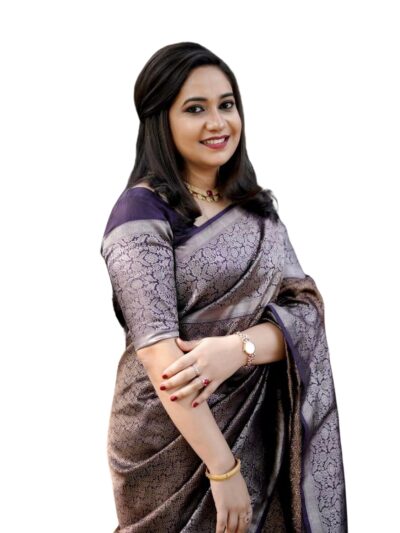Perabin Womens Kanjivaram Soft Lichi Silk Saree With Blouse Piece